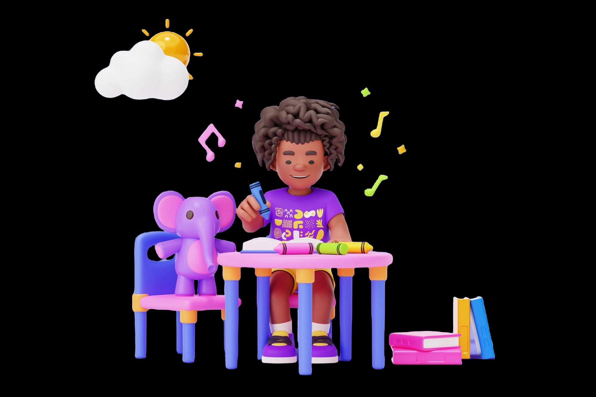 Young Student Studying