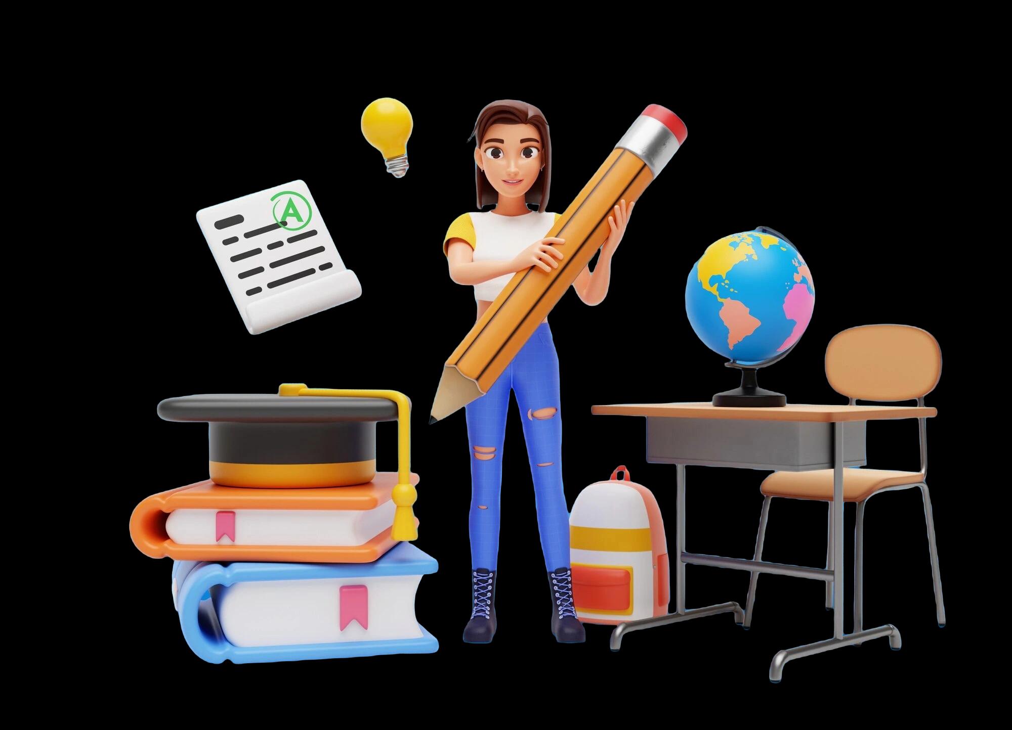 High School Student Studying